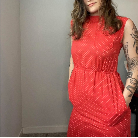 American Vintage Dresses & Skirts - 80s Retro polka dot pencil dress